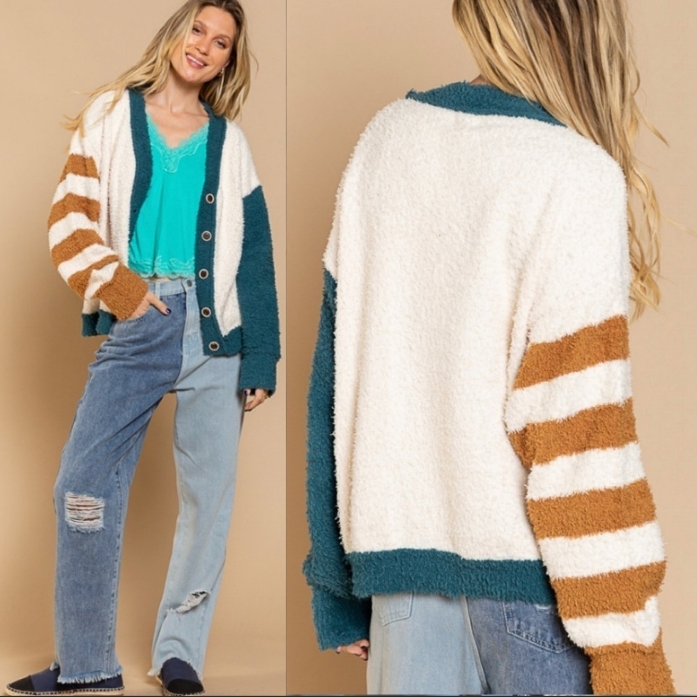 The REBECCA Varsity Berber Cardigan